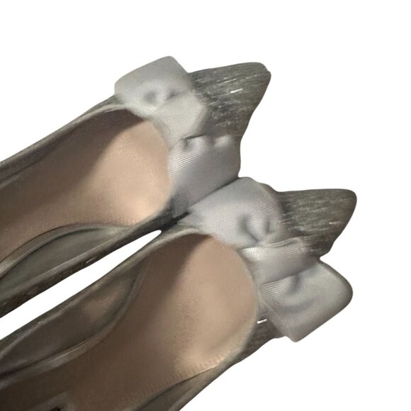 DUNE London Silver Glitter Bow Heels Size 38 / US 8 - Picture 7 of 11
